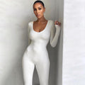 Damen Langarm Bodycon Jumpsuit