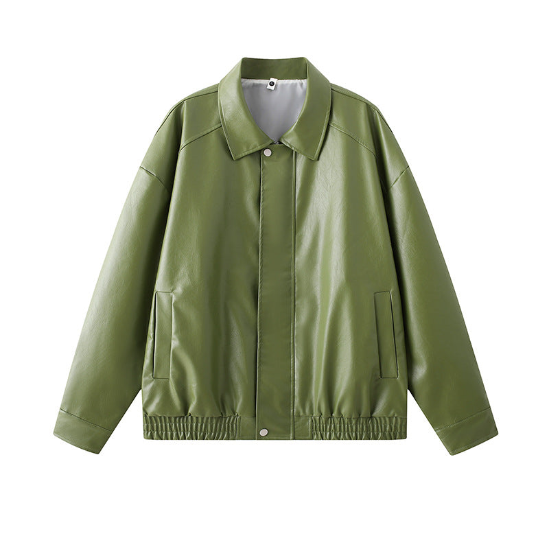 Herren elegante Kunstlederjacke mit elastischem Bund