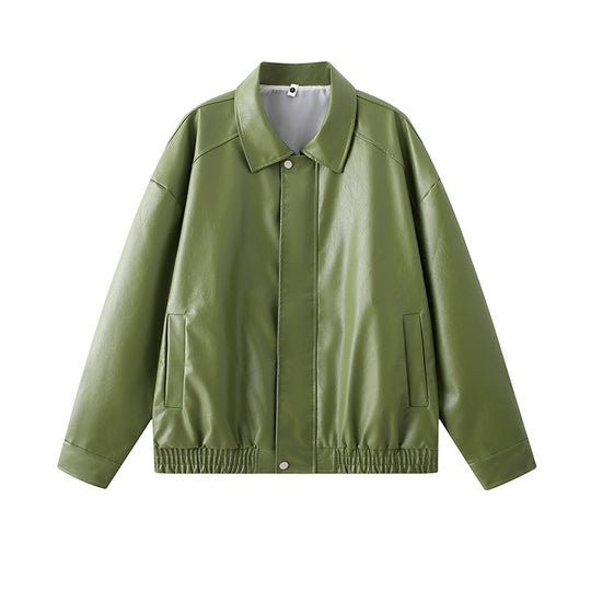Herren elegante Kunstlederjacke mit elastischem Bund