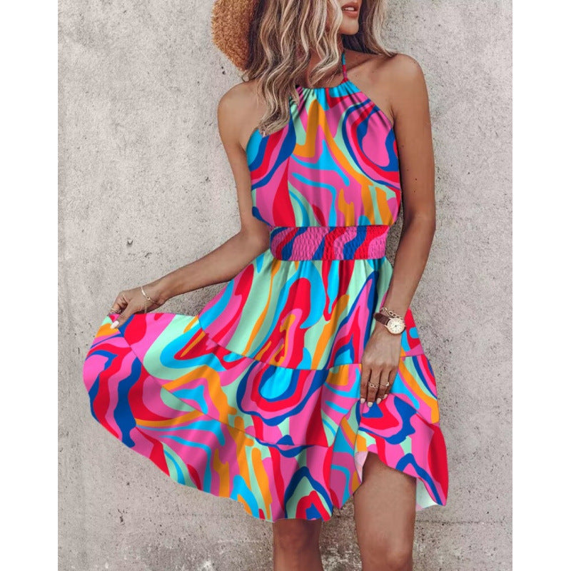 Damen Freizeitkleid mit floralen Druckdetails und Taillengürtel
