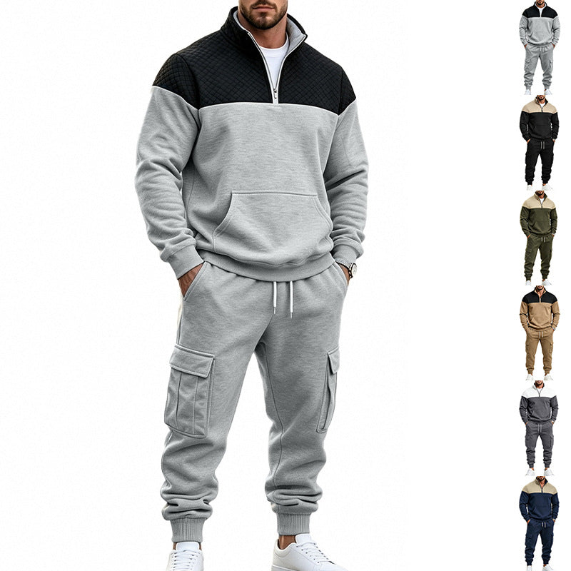 Herren Freizeit-Trainingsanzug mit Steppkragen und Cargo-Jogger Shop Nory