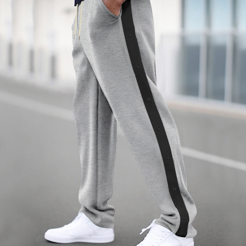 Herren nan locker geschnittene Jogginghose mit Druckknopf-Seitenstreifen und elastischem Kordelbund Shop Nory