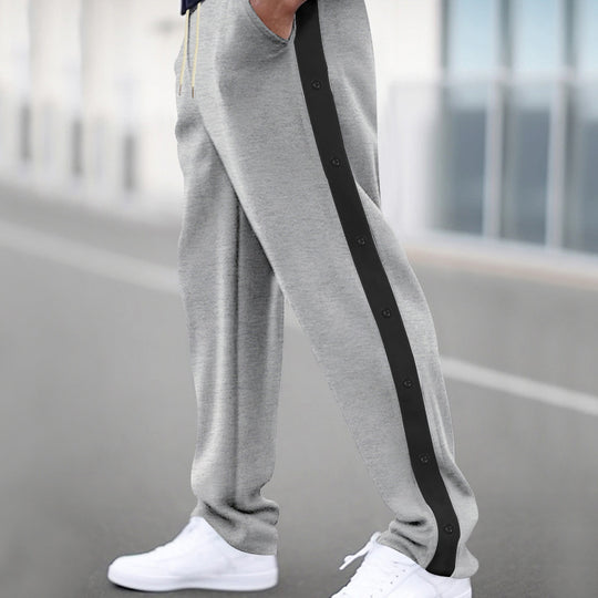 Herren nan locker geschnittene Jogginghose mit Druckknopf-Seitenstreifen und elastischem Kordelbund Shop Nory