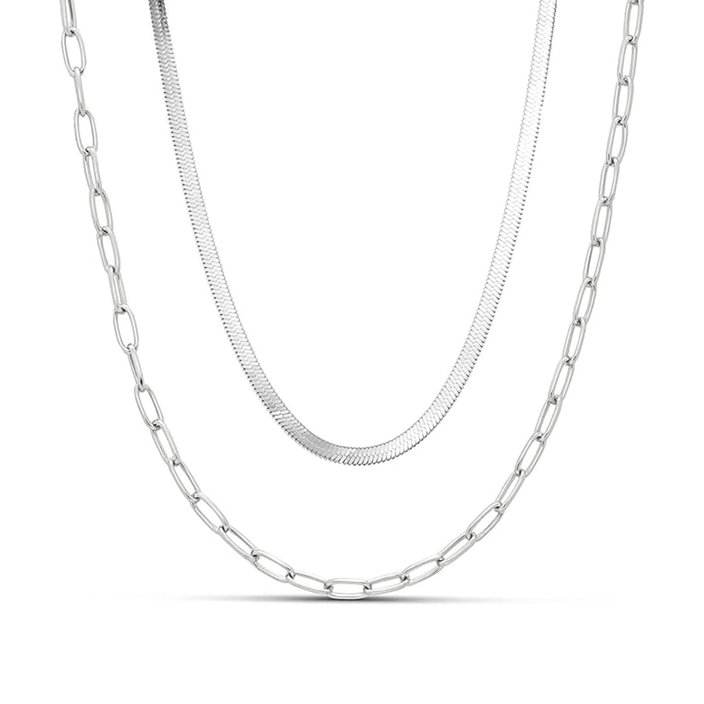 Damen Halskette mit doppeltem Kettendesign und eleganten Gliederakzenten Shop Nory