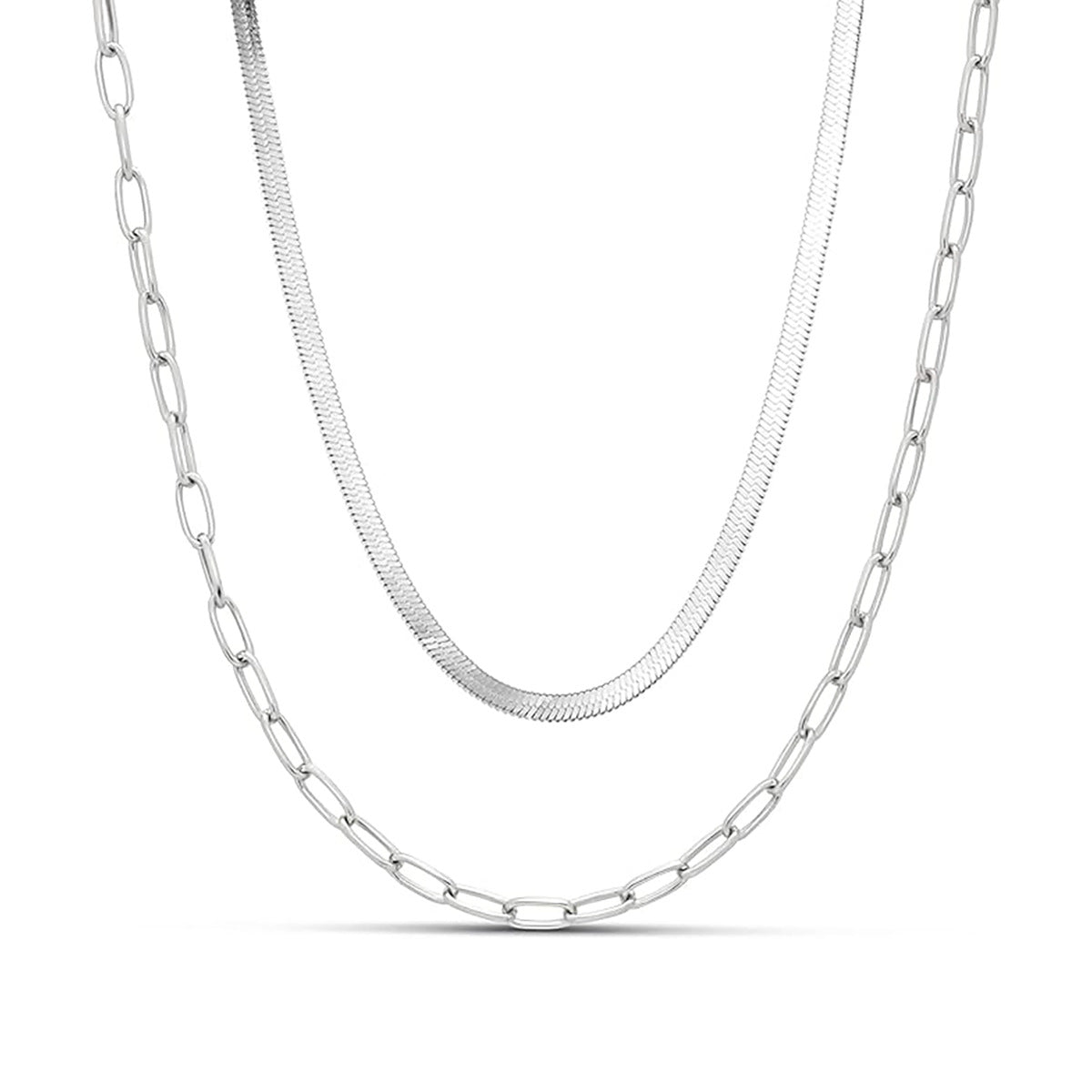 Damen Halskette mit doppeltem Kettendesign und eleganten Gliederakzenten Shop Nory