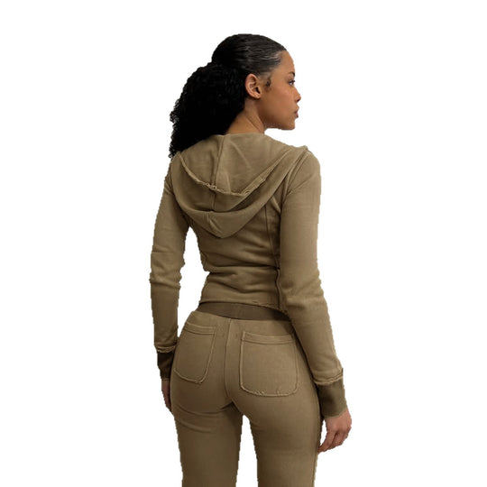 Damen nan Stretch-Flared-Hose mit hoher Taille, aufgesetzten Taschen und seitlichen Einsatzbahnen Shop Nory