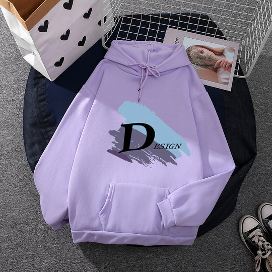 Unisex nan lässiger Kapuzenpullover mit großflächigem Pinsel-Logo, Kängurutasche und verstellbarer Kapuze Shop Nory
