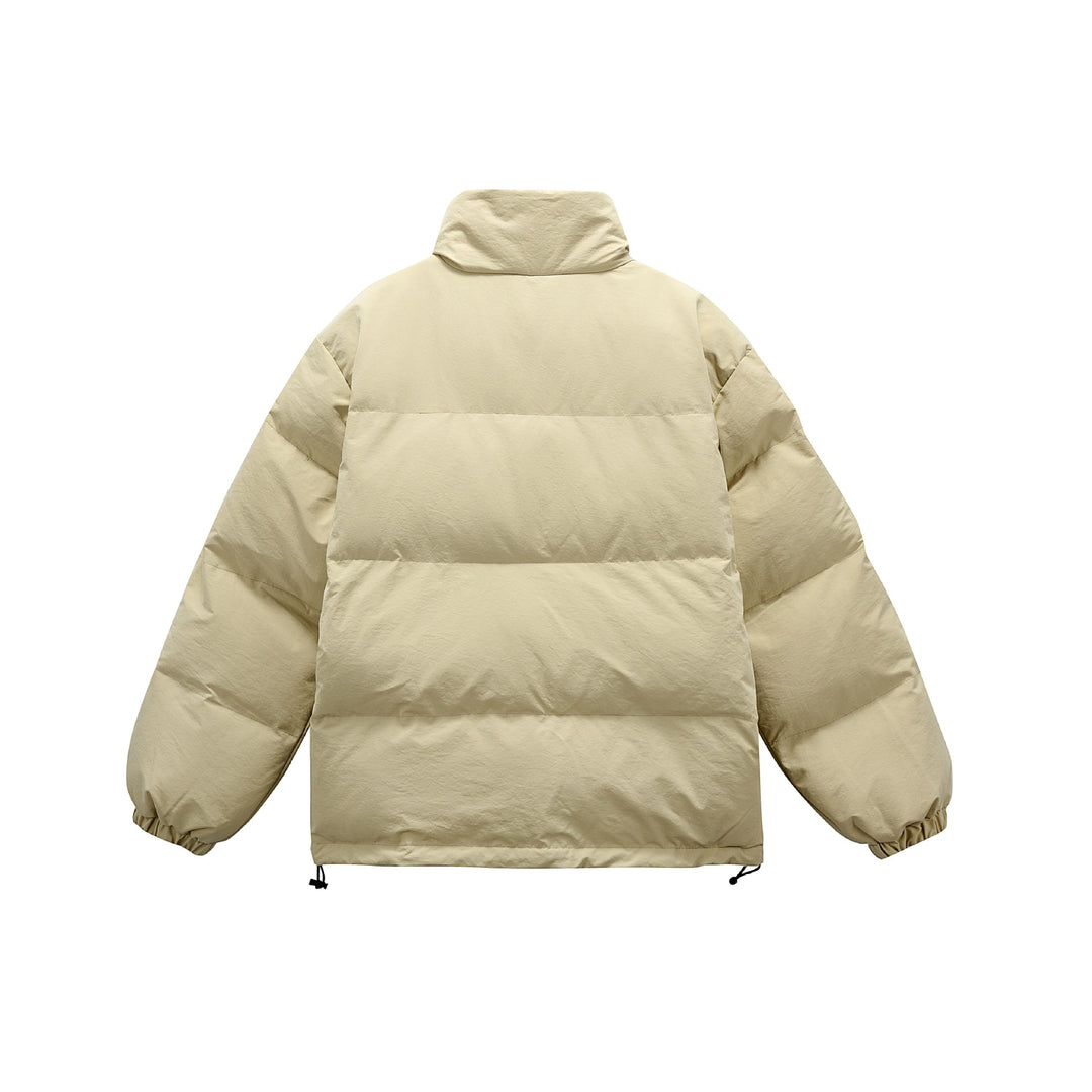 Unisex Oversize Steppjacke mit hohem Stehkragen und Statement-Print Shop Nory