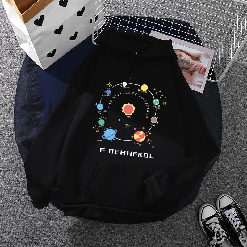 Damen nan Kapuzenpullover im Astronomie‑Print mit Kängurutasche und verstellbarem Kordelzug Shop Nory