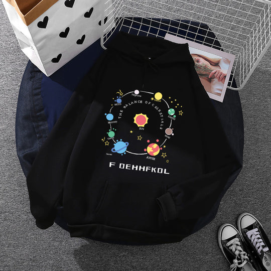 Damen nan Kapuzenpullover im Astronomie‑Print mit Kängurutasche und verstellbarem Kordelzug Shop Nory