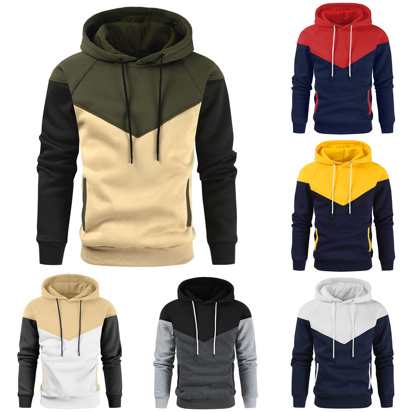 Herren modischer Hoodie mit innovativem Patchwork-Design