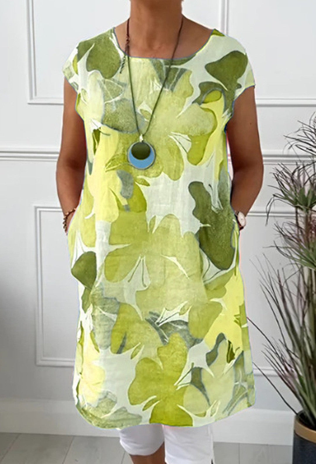 Damen Leichtes Strandkleid mit floralem Muster und Taschen