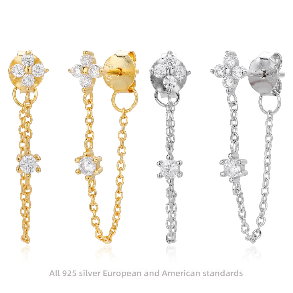 Damen Ohrhänger mit elegantem Zirkon-Kettendesign Shop Nory