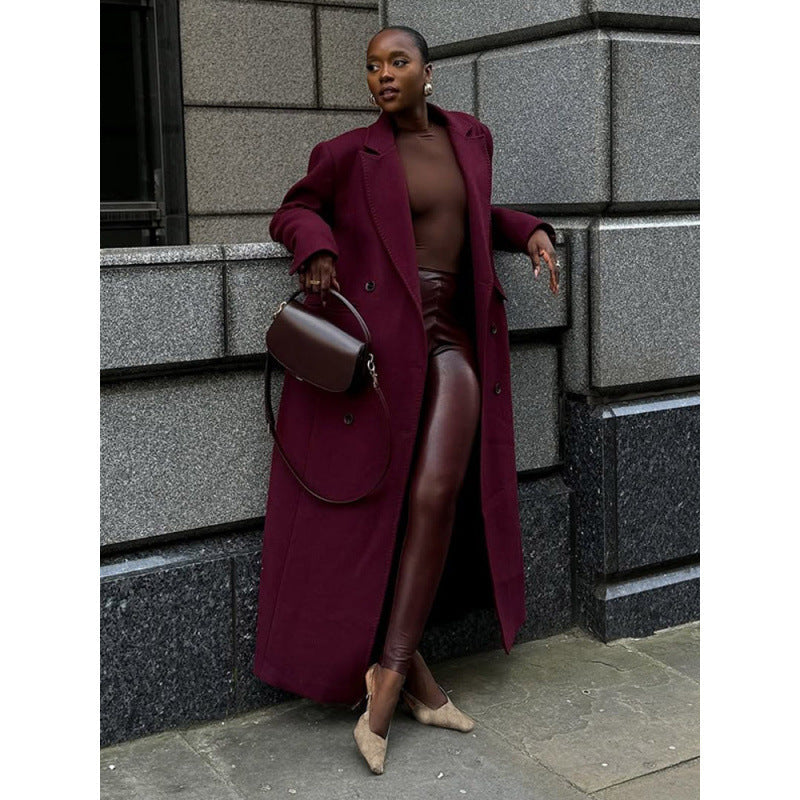 Damen Wool Blend Longcoat Shopnory