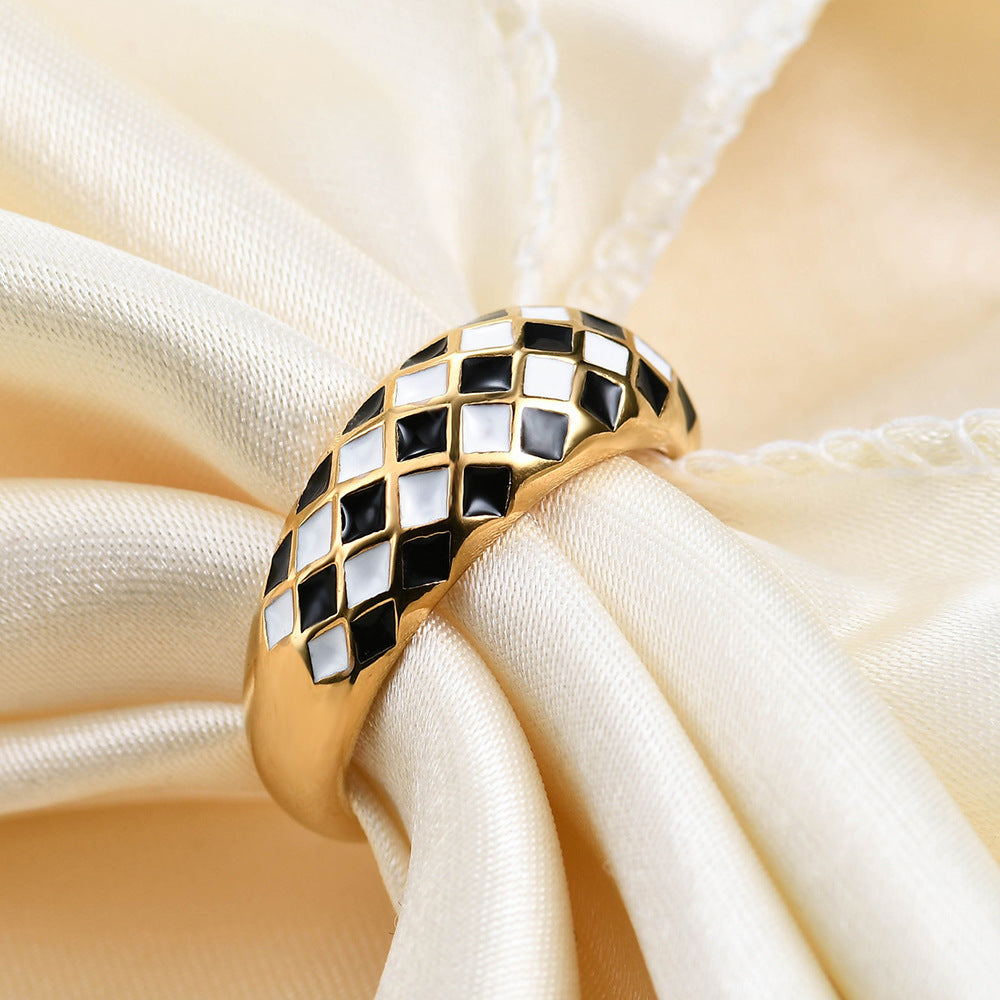 Herren Ring mit modernem Karomuster Shop Nory