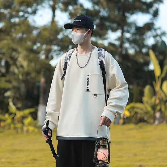 Herren Oversized Streetwear Sweatshirt mit Brusttasche und Ringdetail Shop Nory