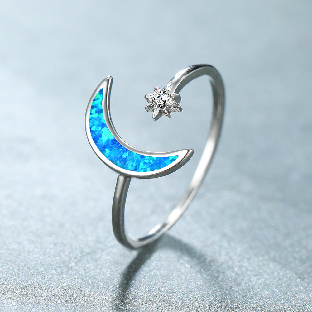 Damen Ring mit schimmerndem Monddesign und funkelnden Zirkonia Shop Nory