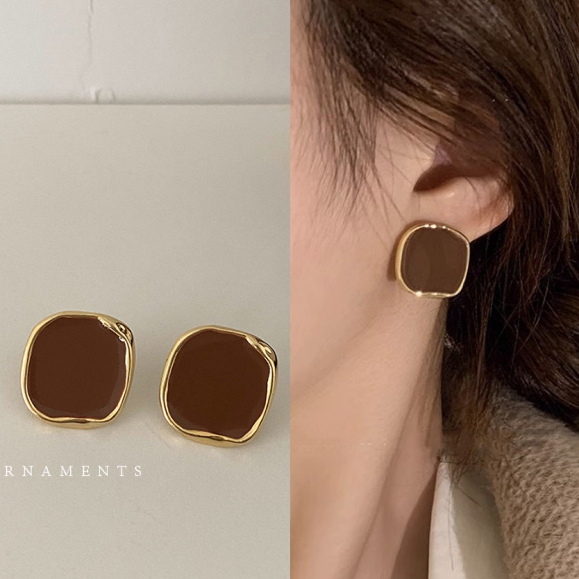 Damen Ohrringe mit einzigartigem geometrischem Design und elegantem goldenen Rand Shop Nory