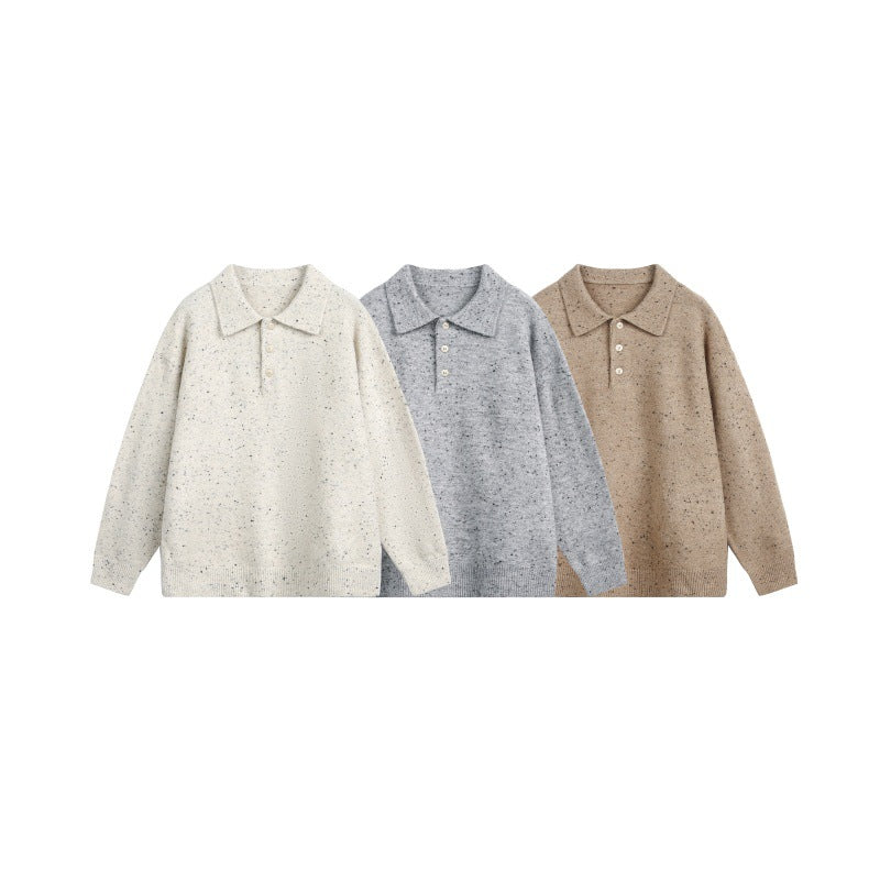 Damen Oversize-Polo-Pullover aus Mélange-Feinstrick mit Polokragen und Knopfleiste Shop Nory