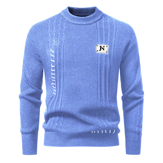Herren Strukturiertes Rippstrick-Pullover mit Ziernähten und Logo‑Patch Shop Nory