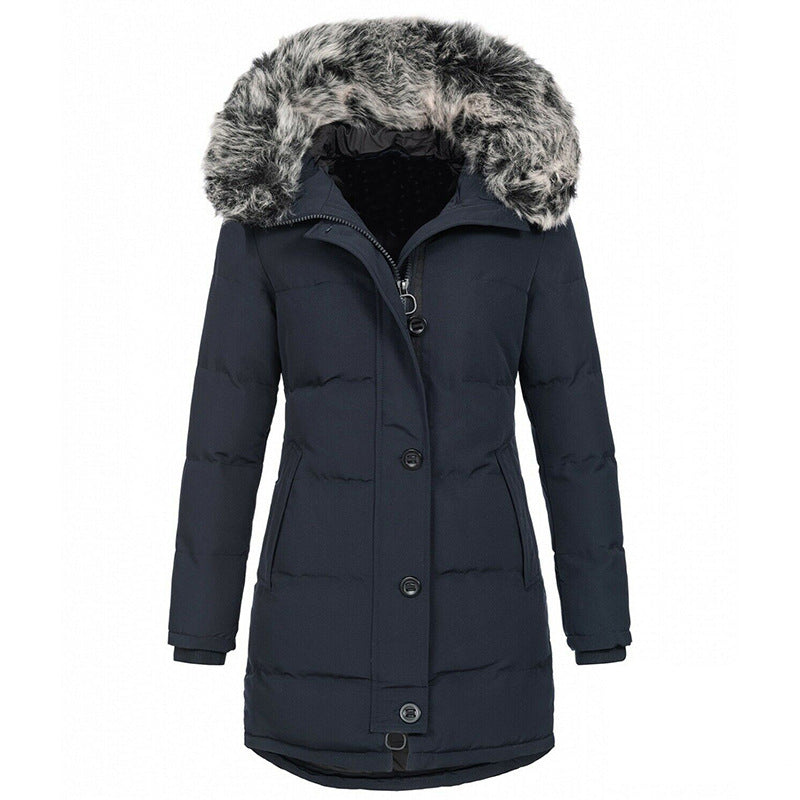 Damen Thermo-Parka mit taillierter Silhouette, Knopfleiste & abnehmbarer Kunstfellkapuze Shop Nory