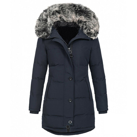 Damen Thermo-Parka mit taillierter Silhouette, Knopfleiste & abnehmbarer Kunstfellkapuze Shop Nory