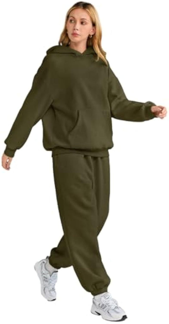 Damen Lässiges Hoodie-Jogging-Set aus French Terry mit Oversize-Kapuzenpullover und hochgeschnittener Jogginghose Shop Nory