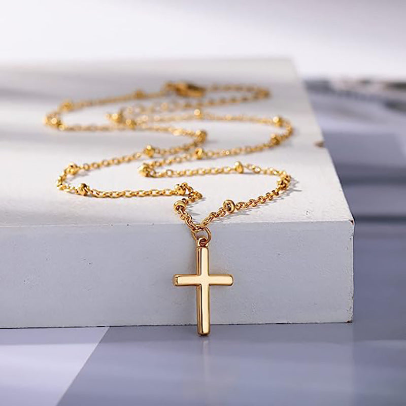 Damen Halskette mit elegantem Kreuzanhänger und feiner Gliederkette Shop Nory