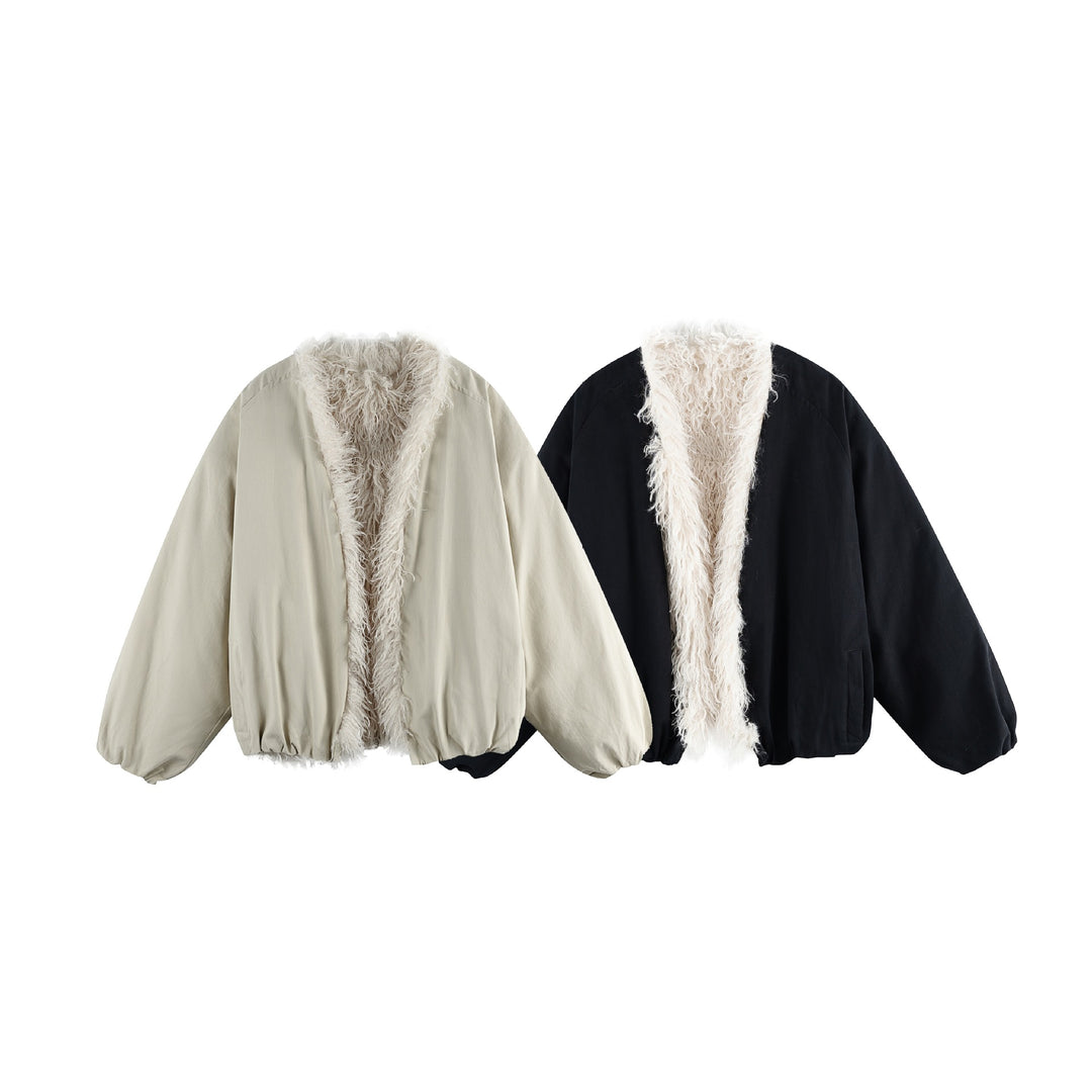 Damen Kurzblouson im Oversize‑Cut mit voluminösem Teddyfutter und elastischem Saum Shop Nory