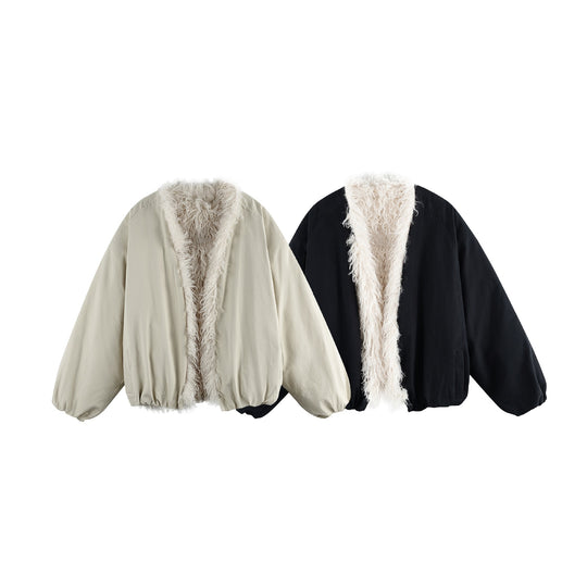 Damen Kurzblouson im Oversize‑Cut mit voluminösem Teddyfutter und elastischem Saum Shop Nory