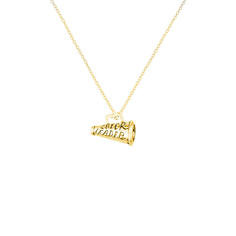Damen Halskette mit silberfarbener Megaphon-Anhänger und feinem Gliederdesign Shop Nory