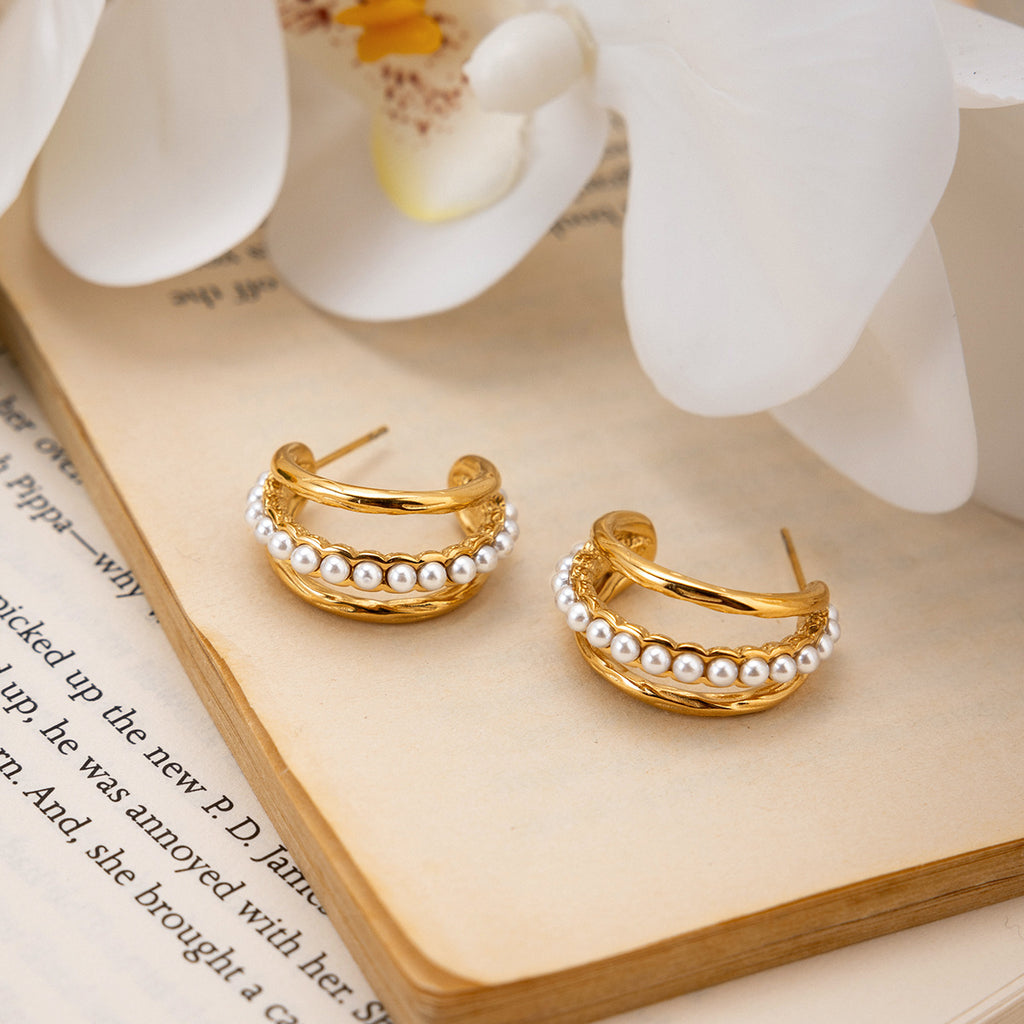 Damen Ohrhänger mit luxuriösem Perlendesign und elegantem Goldfinish Shop Nory