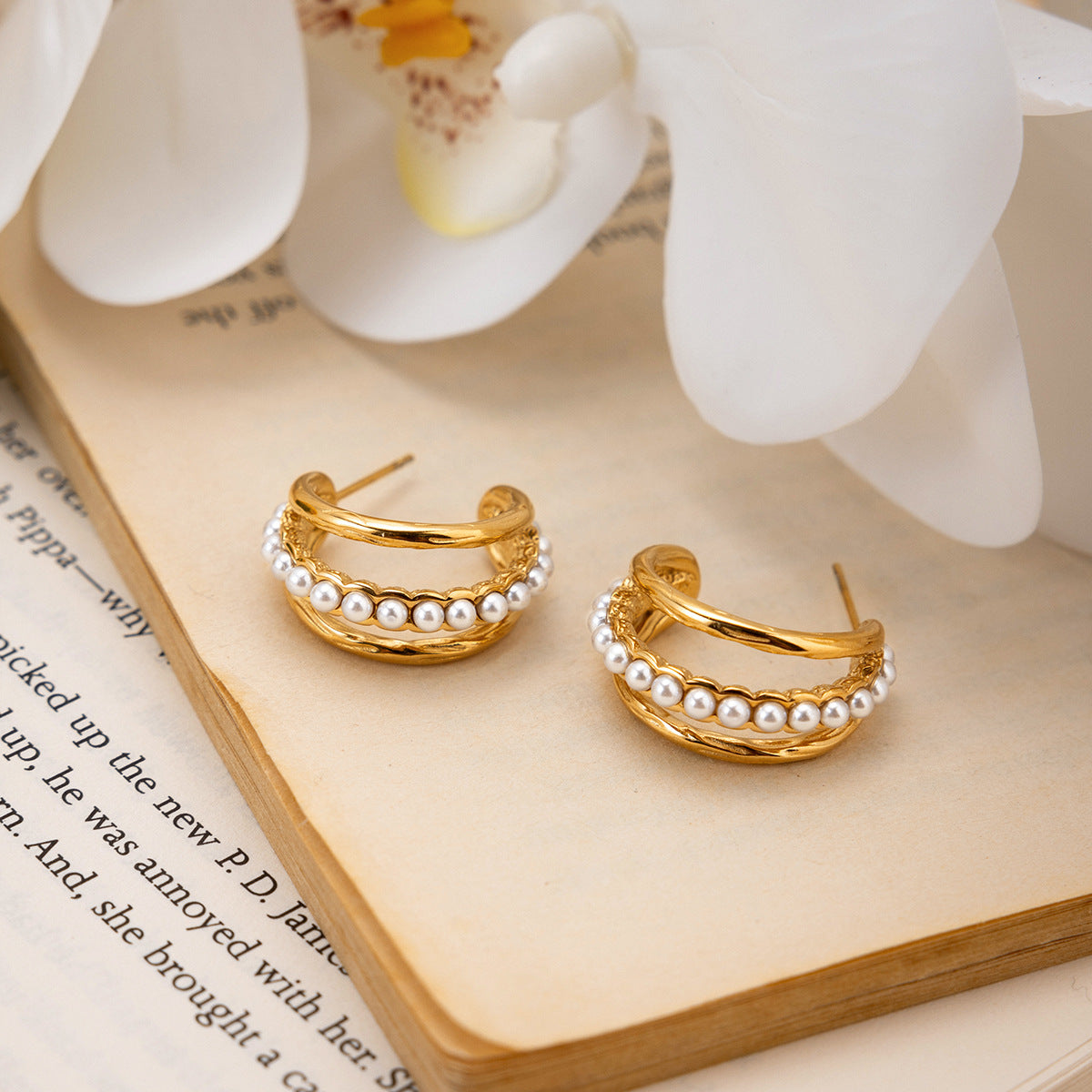 Damen Ohrhänger mit luxuriösem Perlendesign und elegantem Goldfinish Shop Nory