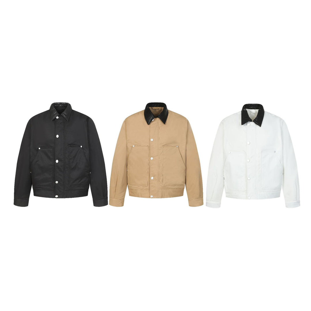 Unisex Kurzboxy gesteppte Blousonjacke mit kontrastierendem Lederoptikkragen Shop Nory