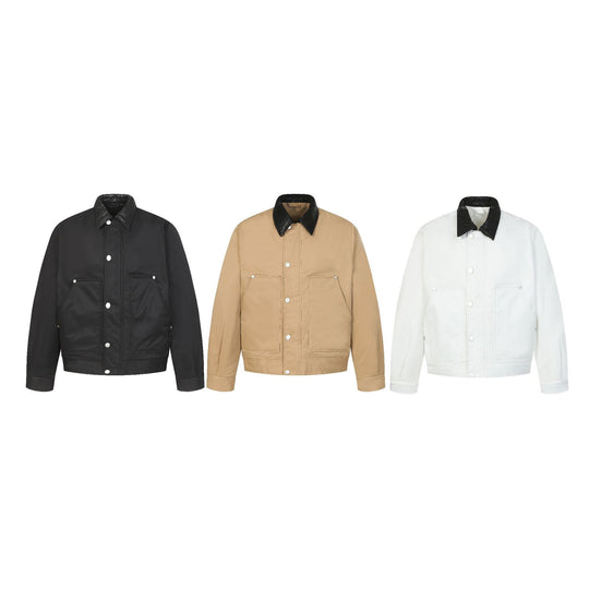 Unisex Kurzboxy gesteppte Blousonjacke mit kontrastierendem Lederoptikkragen Shop Nory