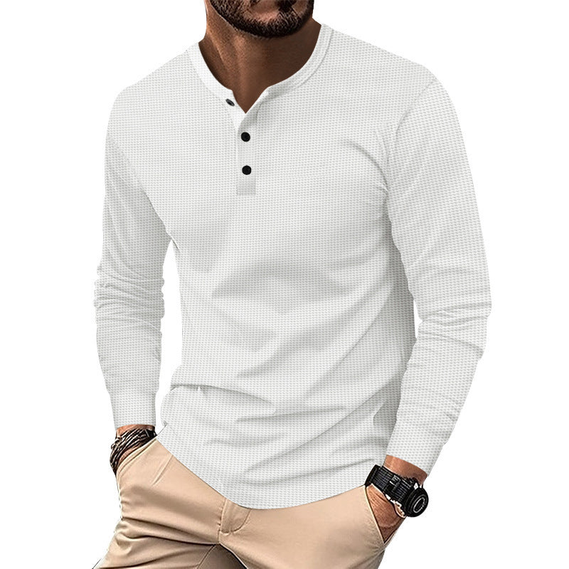 Herren Langarm-Henley-Shirt aus atmungsaktivem Strukturstoff