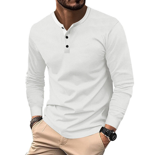Herren Langarm-Henley-Shirt aus atmungsaktivem Strukturstoff