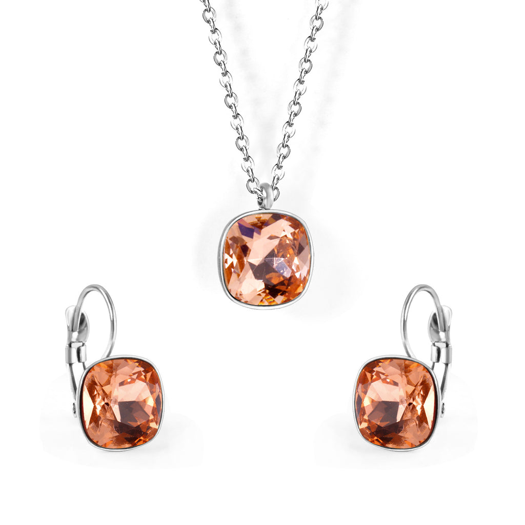 Damen Schmuckset mit exquisiten rosa Kristallen Shop Nory