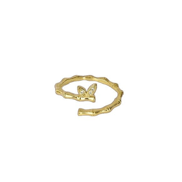 Damen zierlicher Ring mit Bambus-Design und funkelnden Elementen Shop Nory