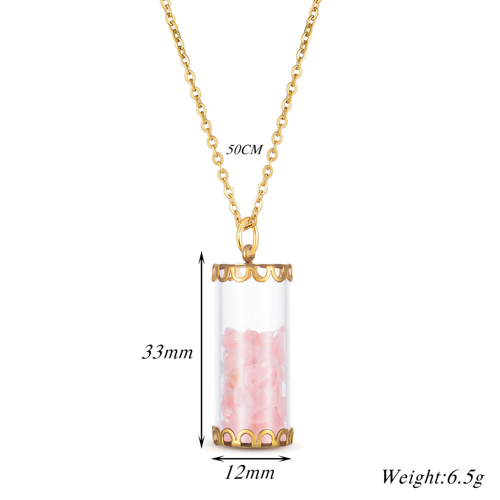 Damen elegante Halskette mit stilvollem Glaskapsel-Anhänger Shop Nory
