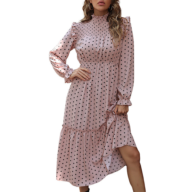 Damen Midikleid mit Smokkragen, Rüschen‑Details, Taillen‑Gummizug und Stufenrock Shop Nory