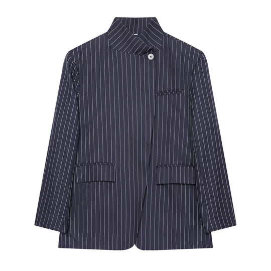 Damen Karierter Longblazer mit Stehkragen, verdeckter Knopfleiste und Pattentaschen Shop Nory