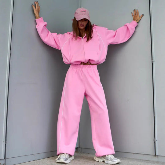Damen Sportliches Oversized Kapuzenjacken-Set Shop Nory