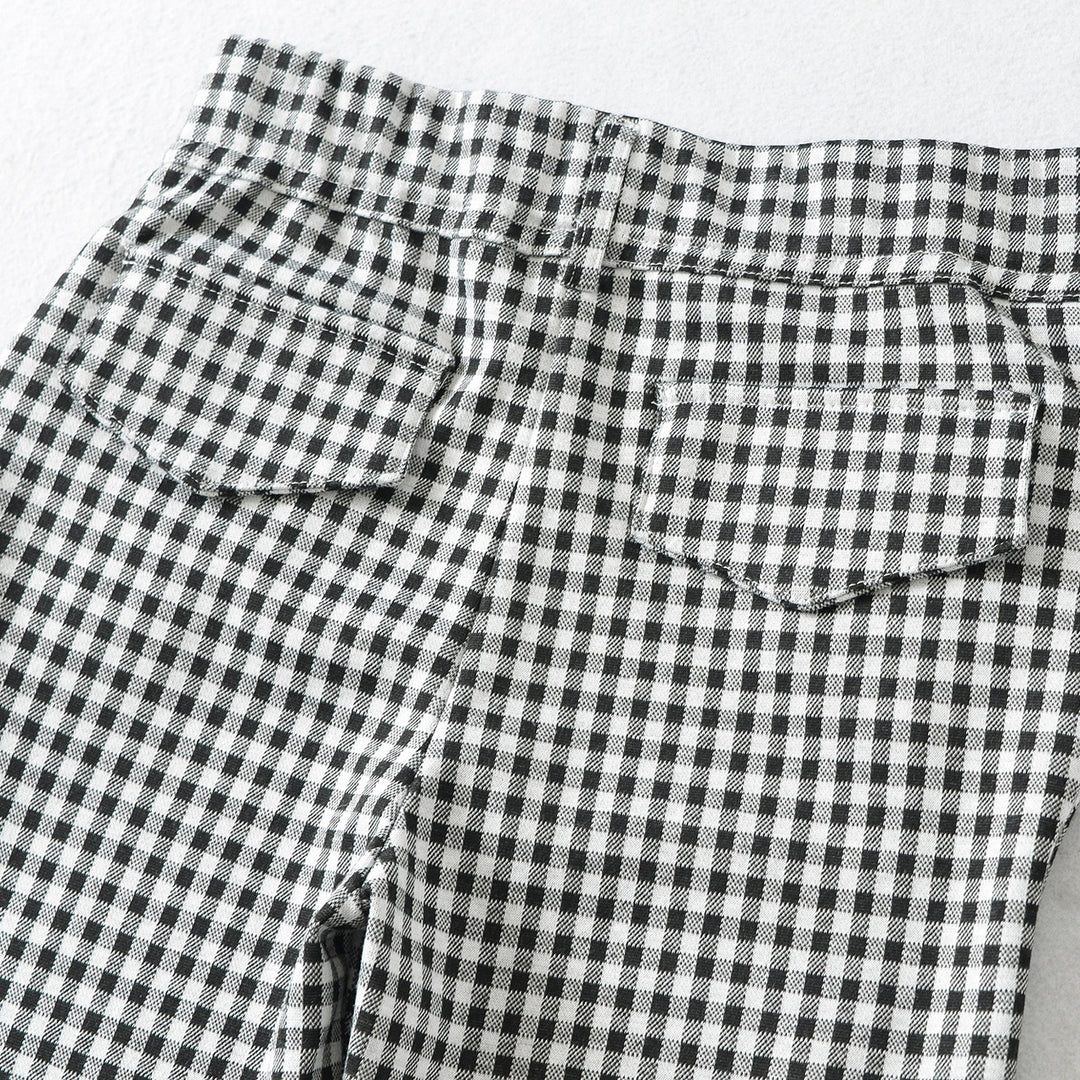 Damen Hochtaillierte Slim-Fit Hose mit Vichy-Karo und elastischem Bund Shop Nory