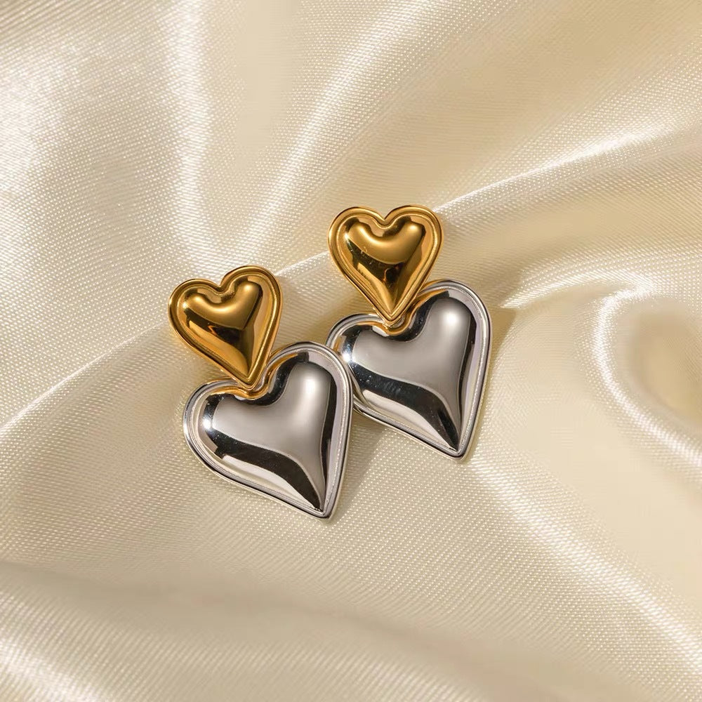 Damen Herzförmige Silber Statement Ohrringe Shop Nory