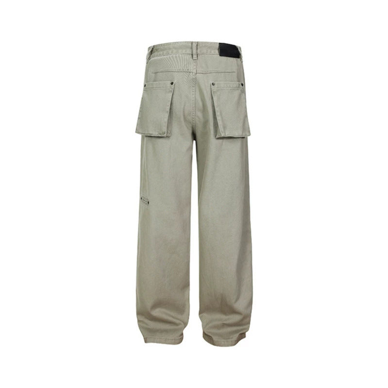 Herren Weite Canvas-Hose im Palazzoschnitt mit hoher Bundpassform und geradem Bein Shop Nory