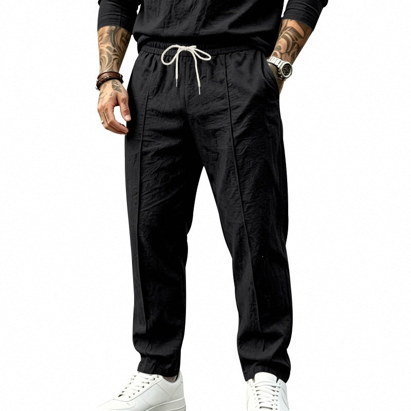Herren Tapered-Freizeithose mit Tunnelzug, Bügelfalte und elastischem Saum Shop Nory