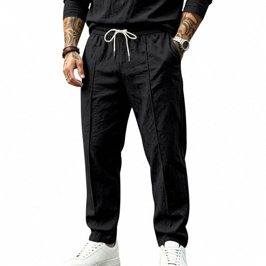 Herren Tapered-Freizeithose mit Tunnelzug, Bügelfalte und elastischem Saum Shop Nory