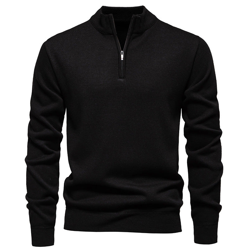 Herren Feiner Halbzip‑Mockneck‑Pullover aus Baumwollmix mit geripptem Kragen und Saum Shop Nory