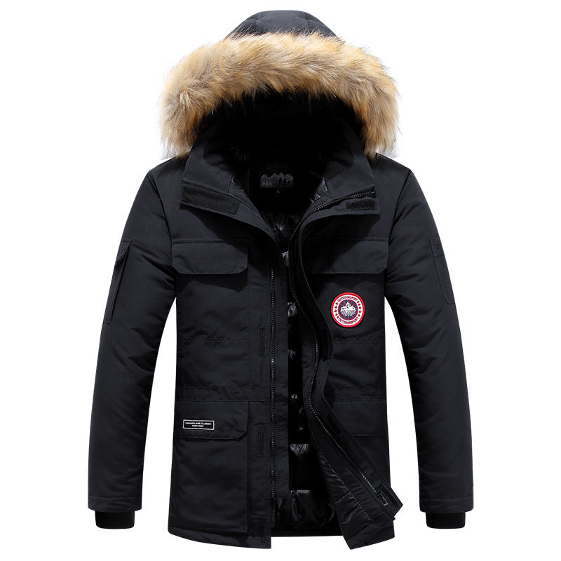 Herren Parka mit abnehmbarer Kapuze und Kunstfellbesatz, wind- und wasserdichte Thermoisolierung Shop Nory